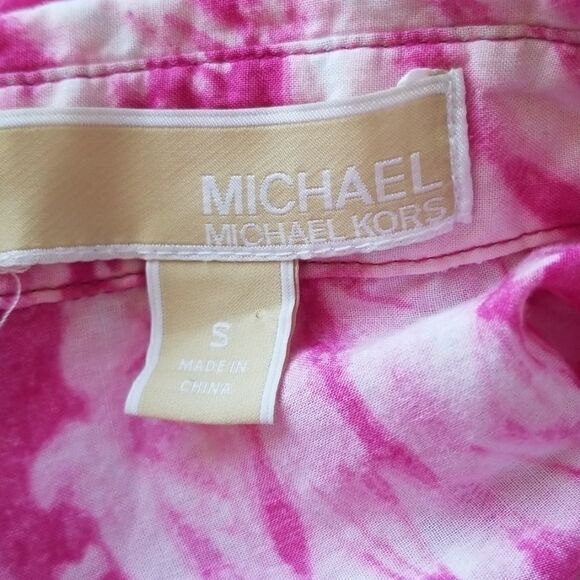 Michael Kors Pink Tiedye Button Down Top - Picture 5 of 6